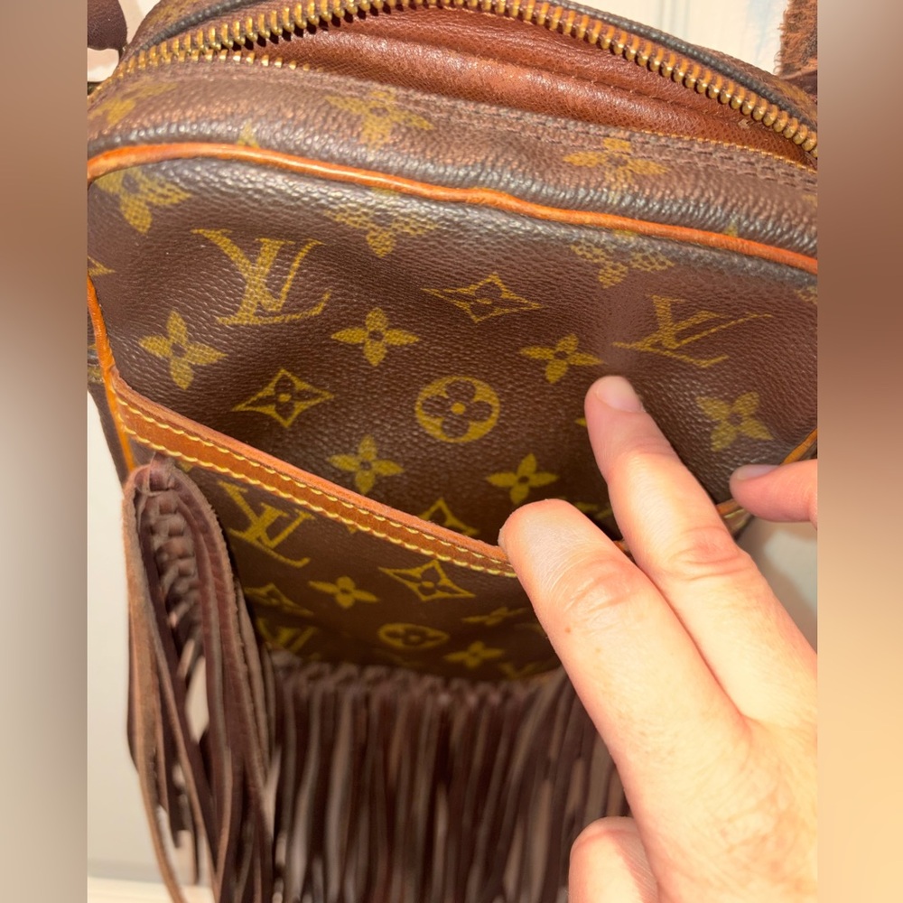 Authentic Vintage Louis Vuitton Crossbody with added Boho Fringes - Picture 4 of 10